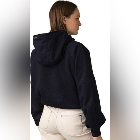 prAna Ziller Hoodie Sweatshirt Sz Small Nautical Navy Wool Blend Winter Gorpcore - Picture 2 of 12